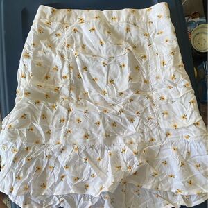 Hollister white and yellow floral mini skirt